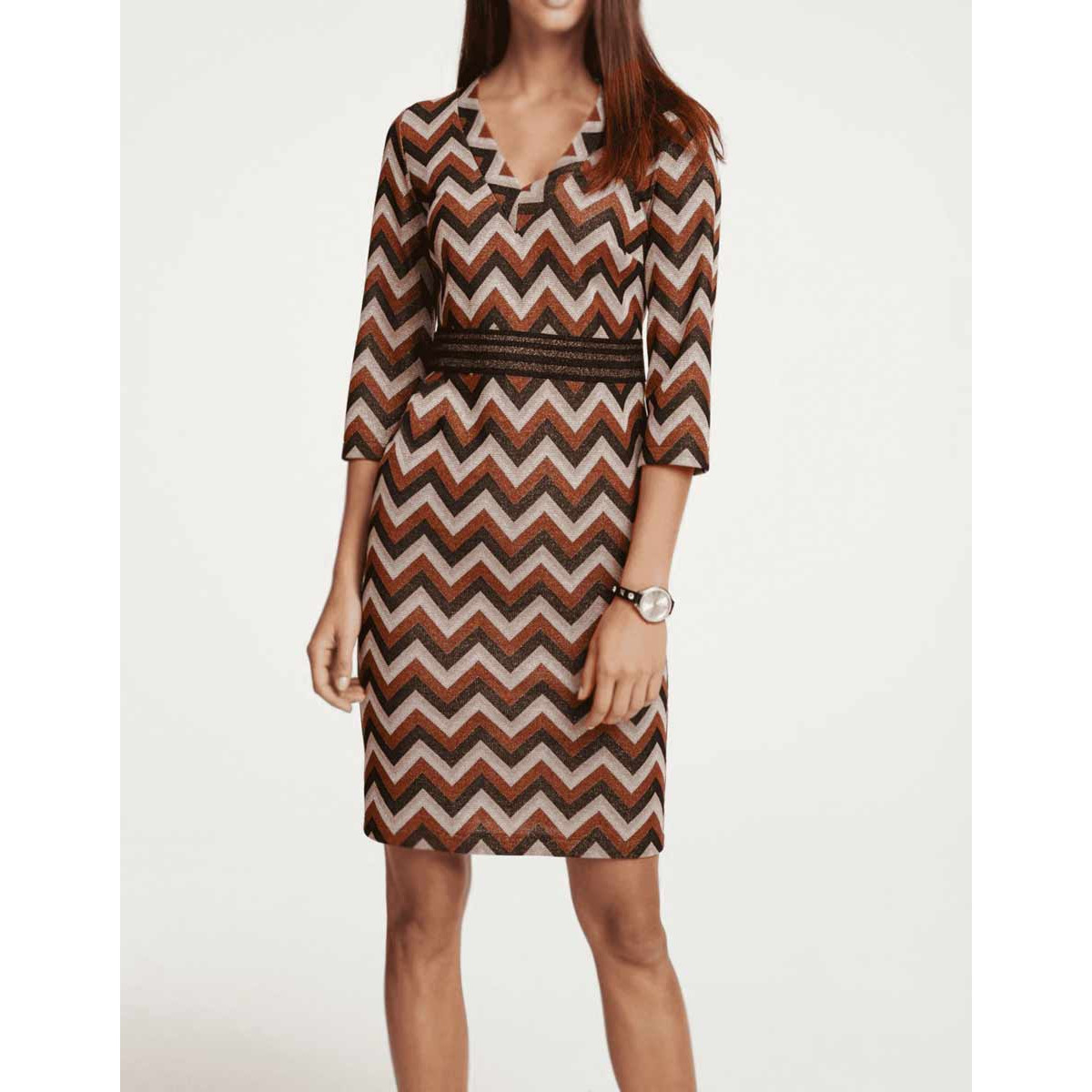 Designer-Kleid rostbraun-bunt
