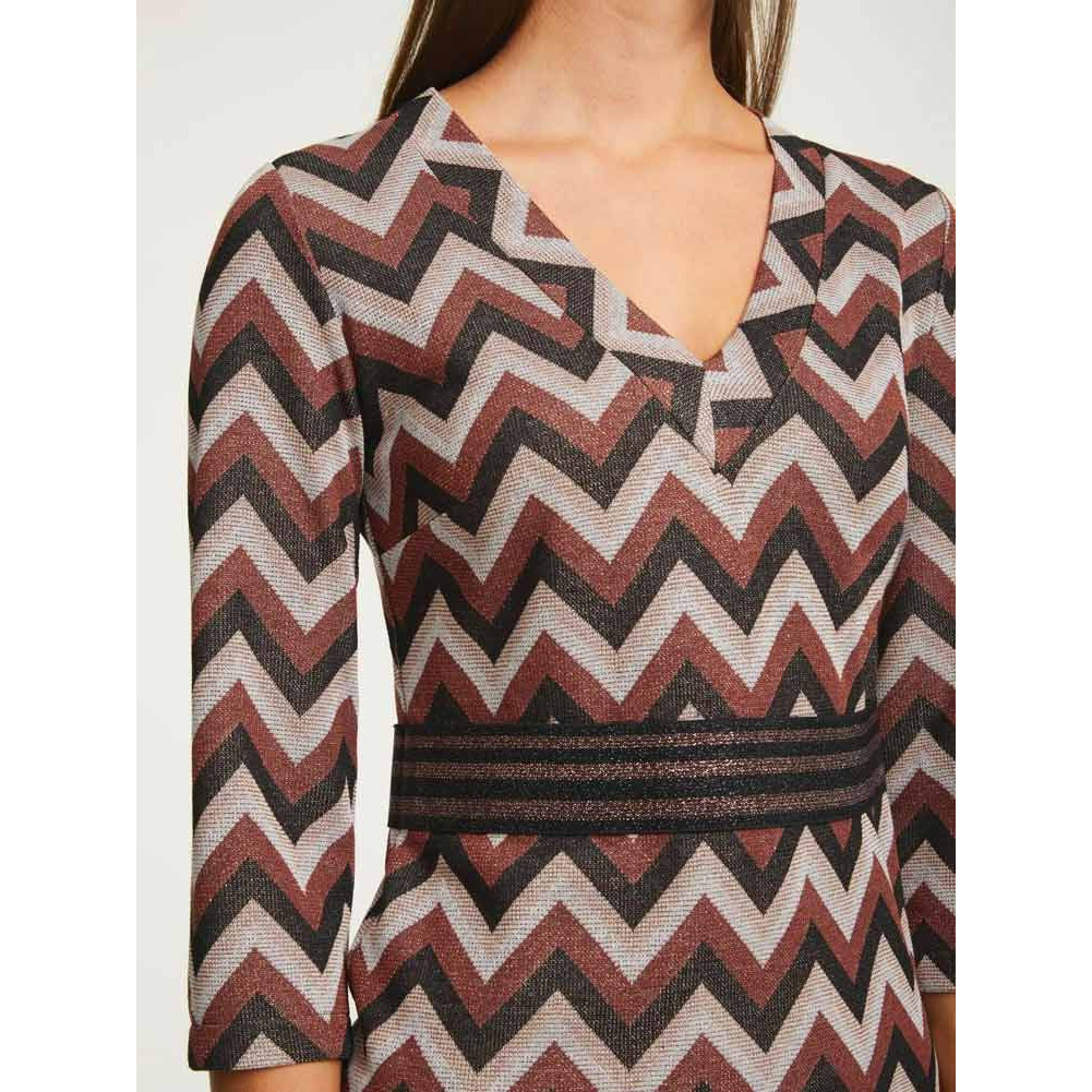 Designer-Kleid rostbraun-bunt