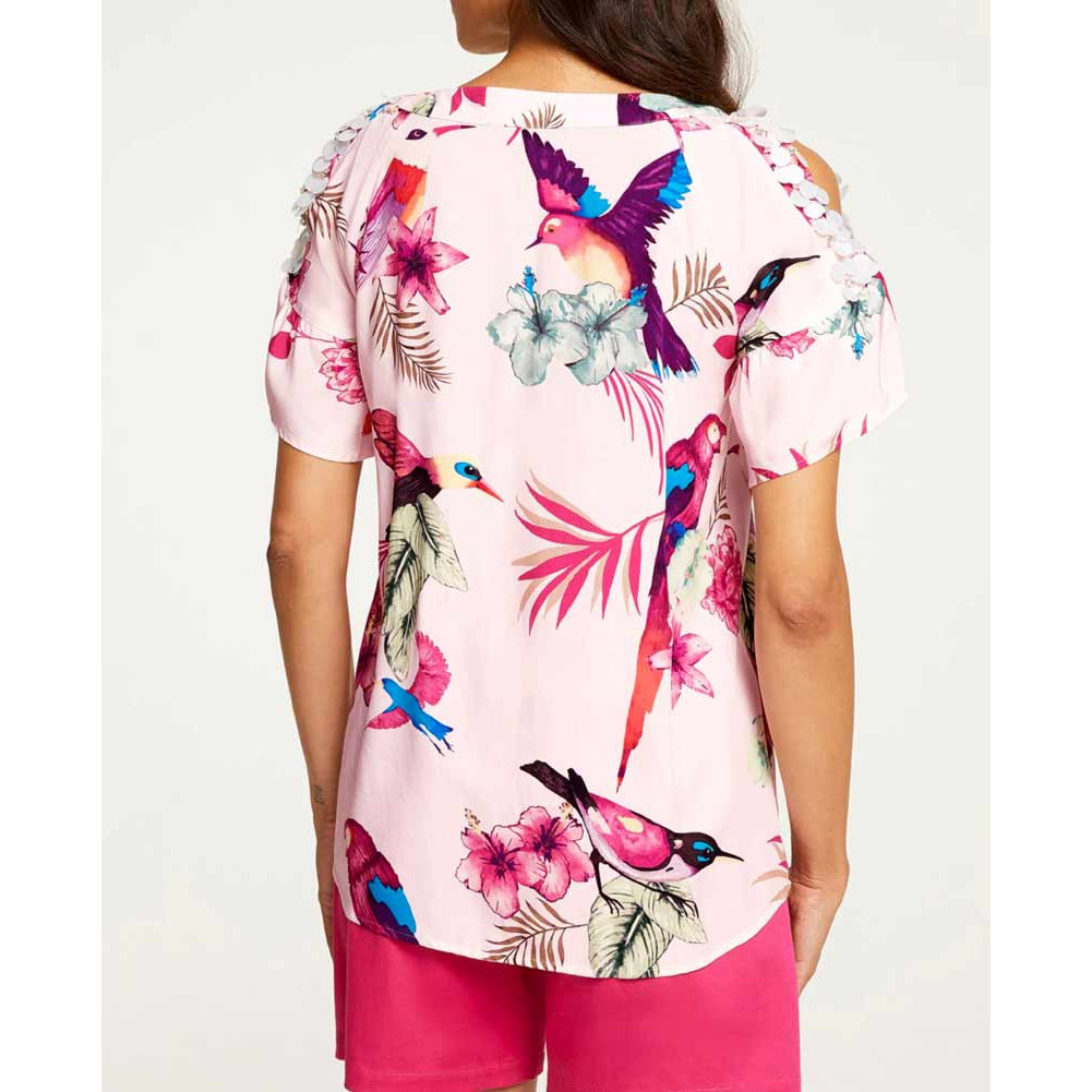Designer-Bluse m. Pailletten puder-bunt