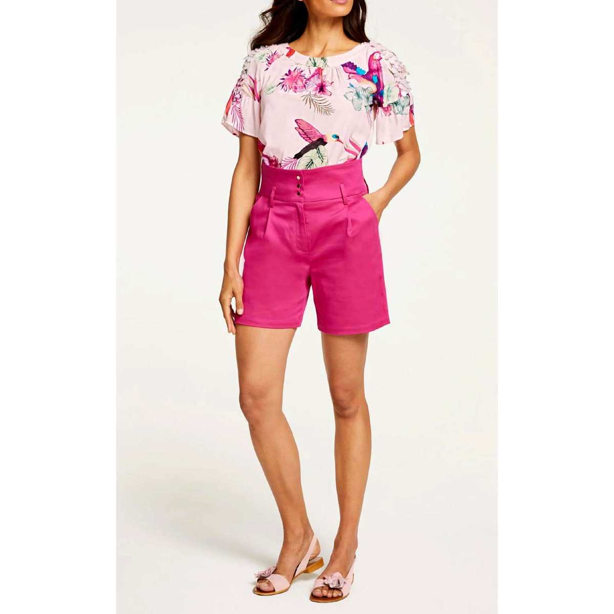 Designer-Bluse m. Pailletten puder-bunt