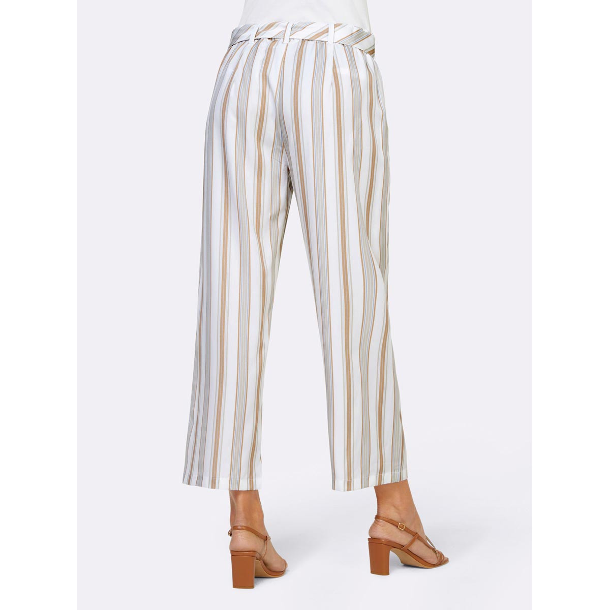 Designer-7/8-Lyocellhose m. Gürtel blau-beige
