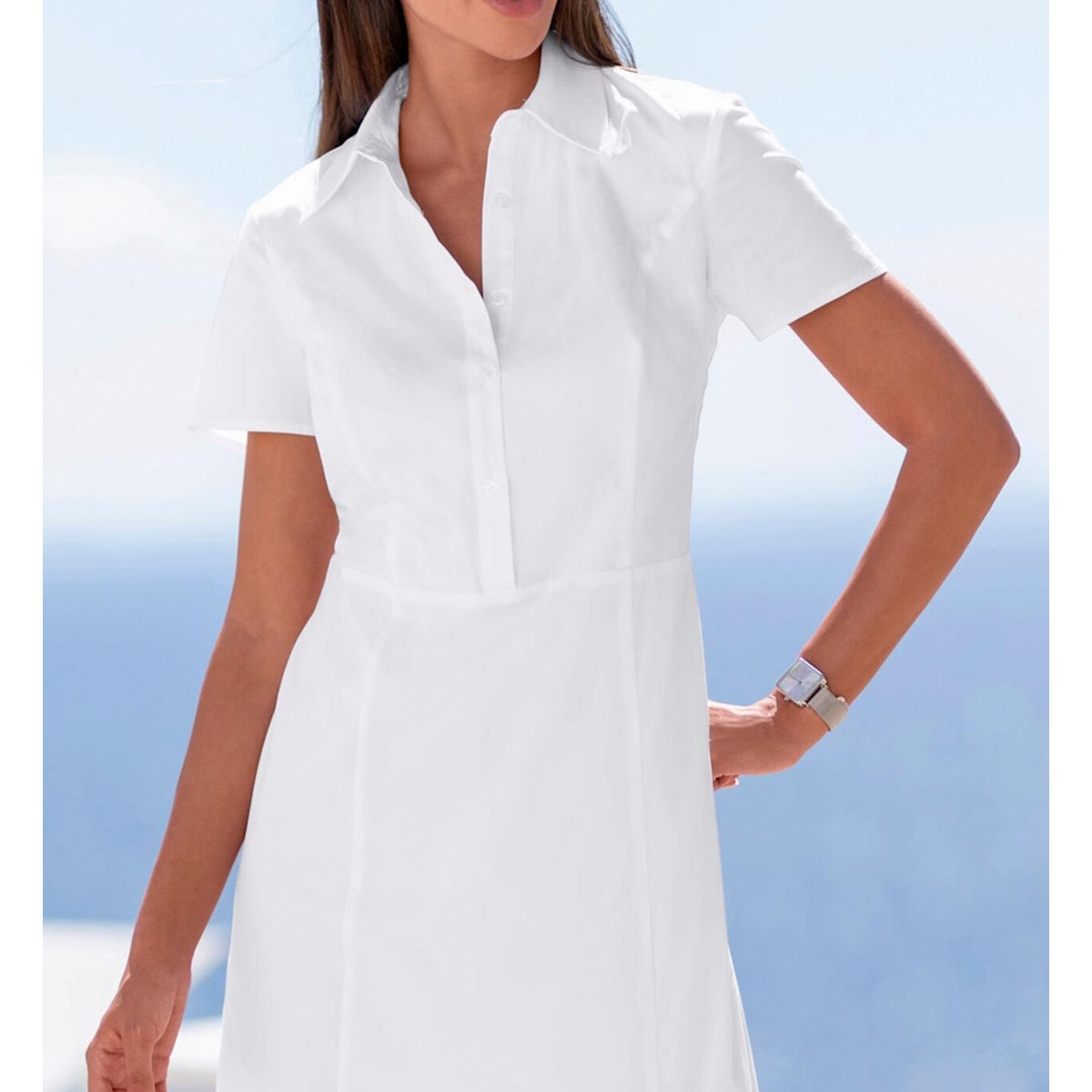 Designer-Hemdblusenkleid weiß
