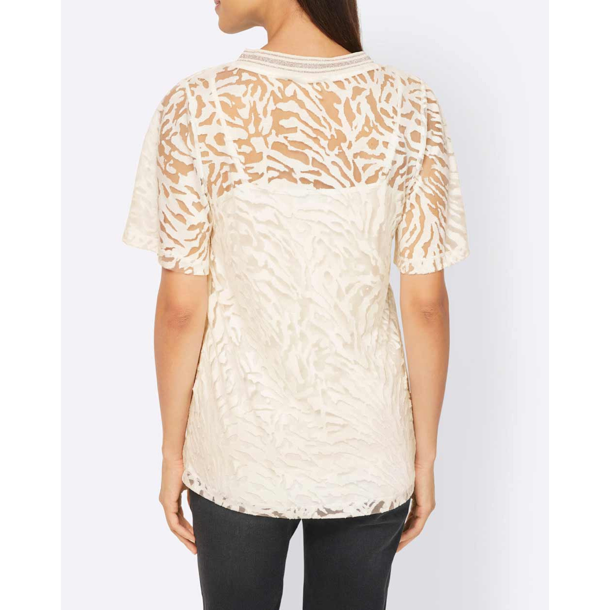Designer-Ausbrennershirt m. Top champagner