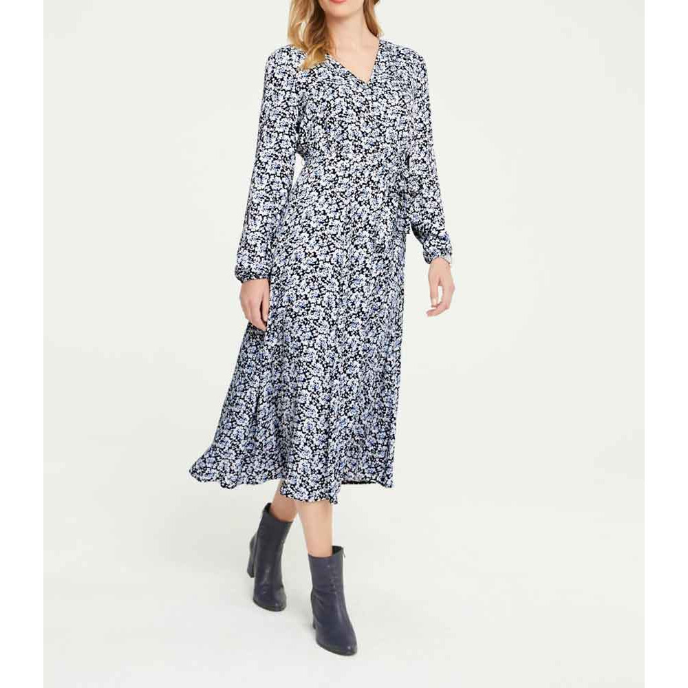 Designer-Druckkleid blau-weiß