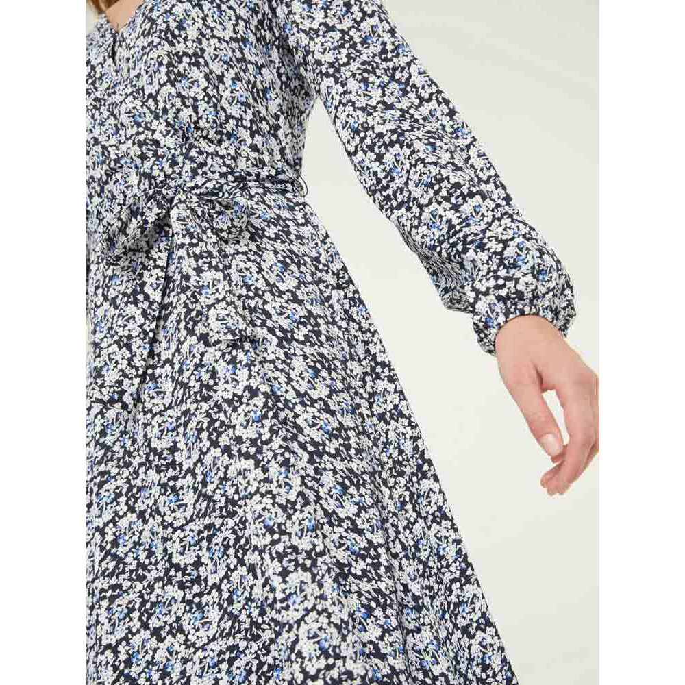 Designer-Druckkleid blau-weiß
