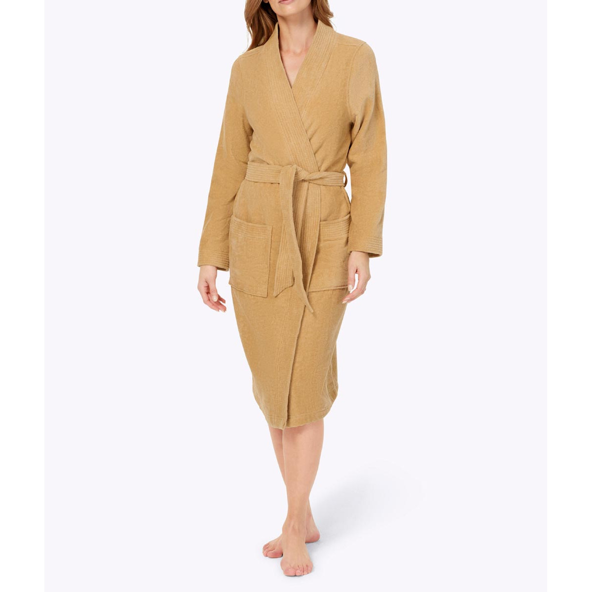 Damen-Bademantel in Velours-Qualität camel
