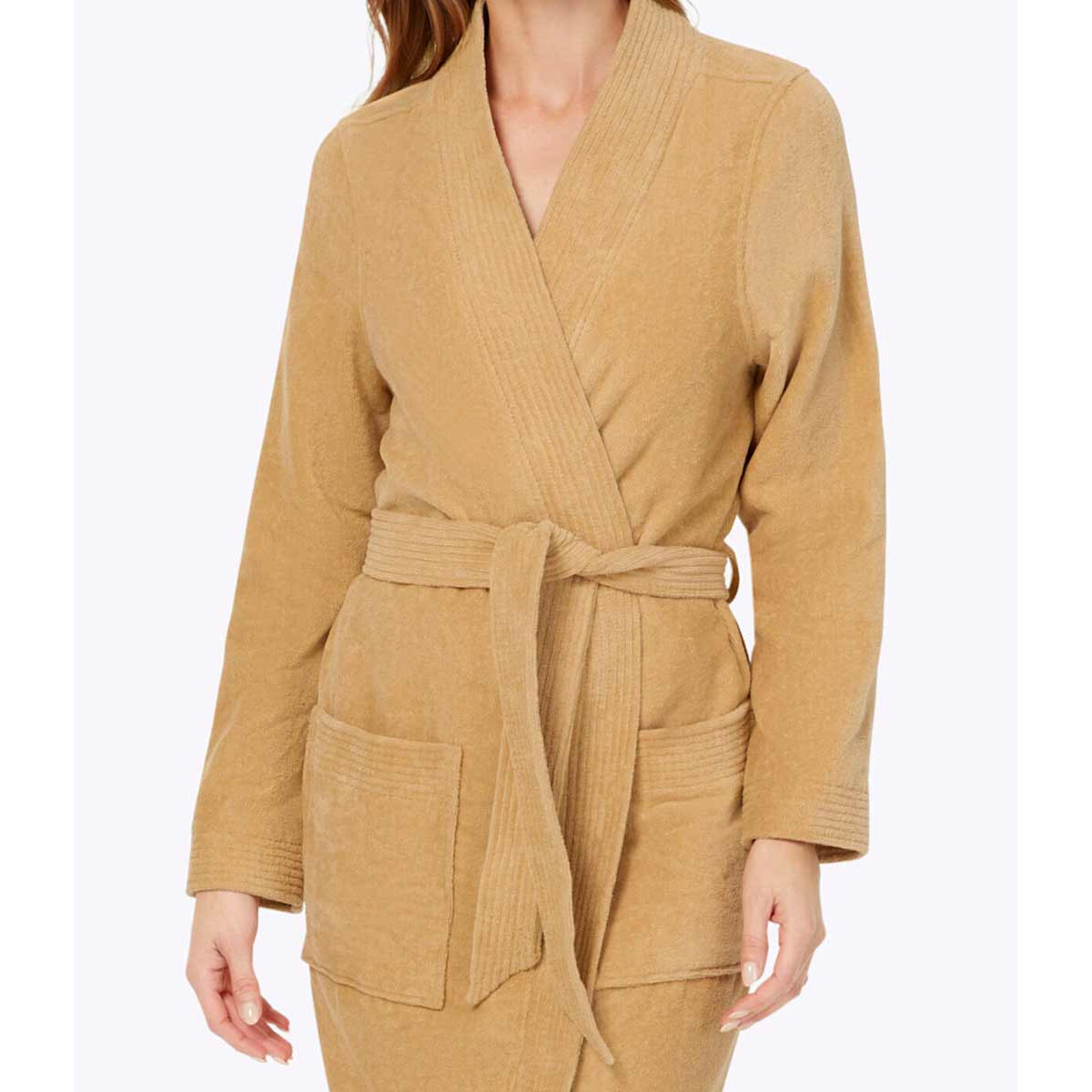 Damen-Bademantel in Velours-Qualität camel