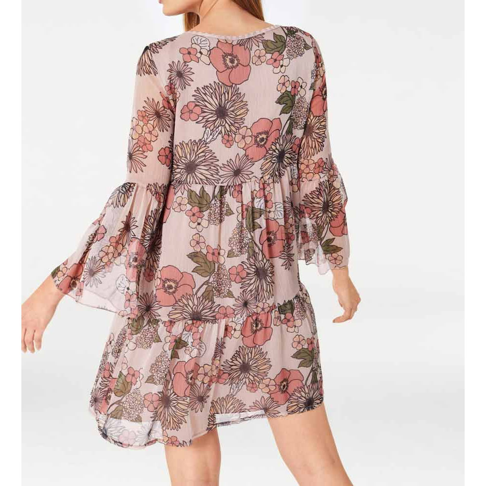 Designer-Chiffonkleid rosé-bunt