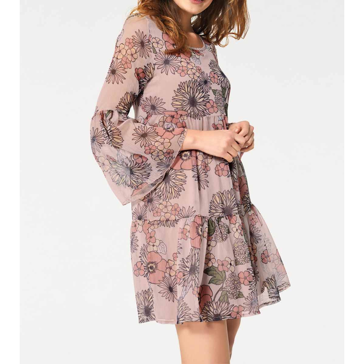 Designer-Chiffonkleid rosé-bunt