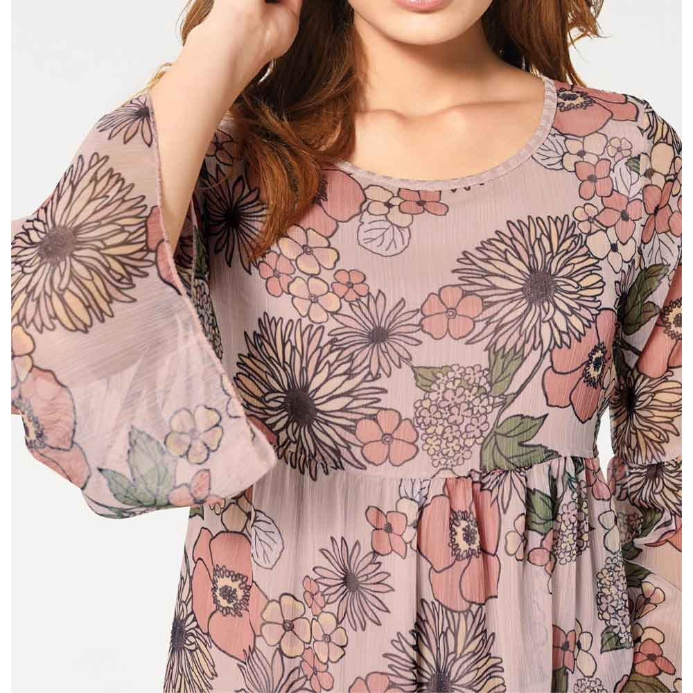 Designer-Chiffonkleid rosé-bunt