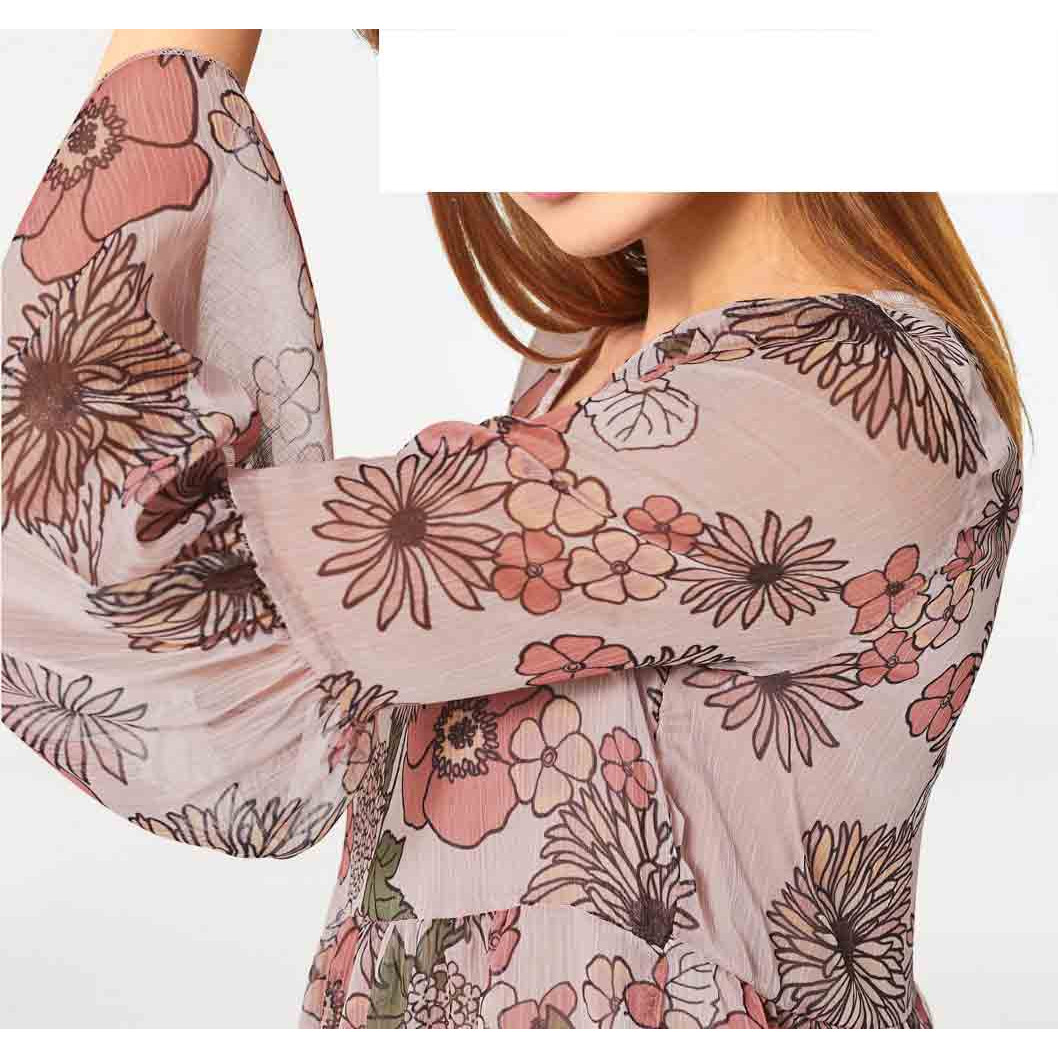 Designer-Chiffonkleid rosé-bunt