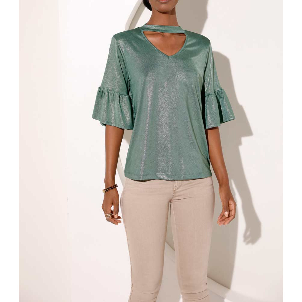 Volantshirt grün-metallic