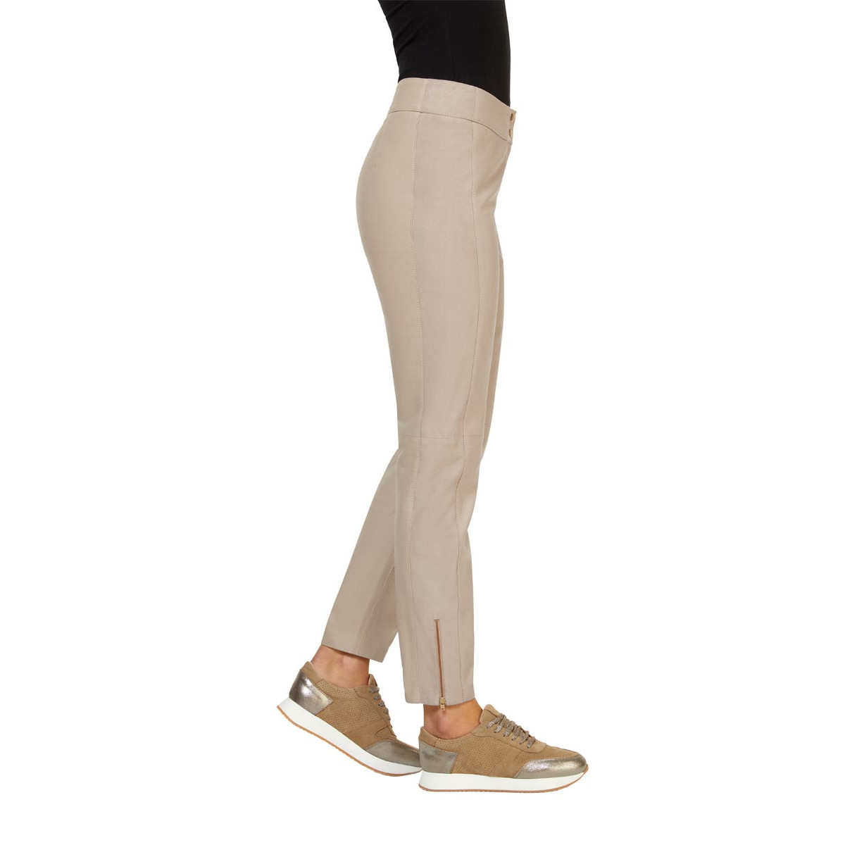 Designer-Lammnappaleder-Hose beige