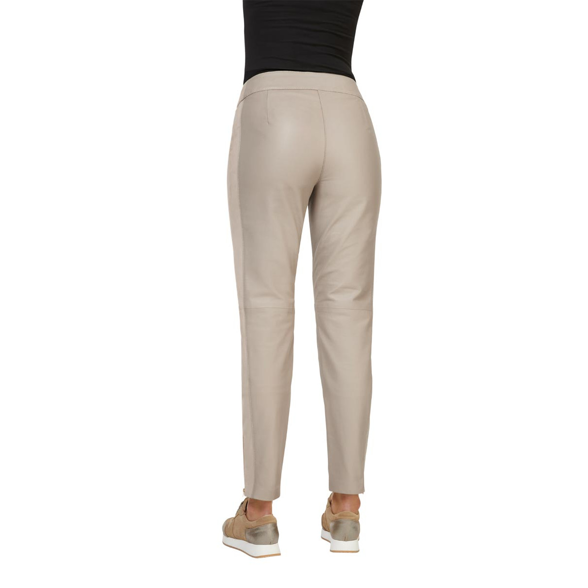 Designer-Lammnappaleder-Hose beige