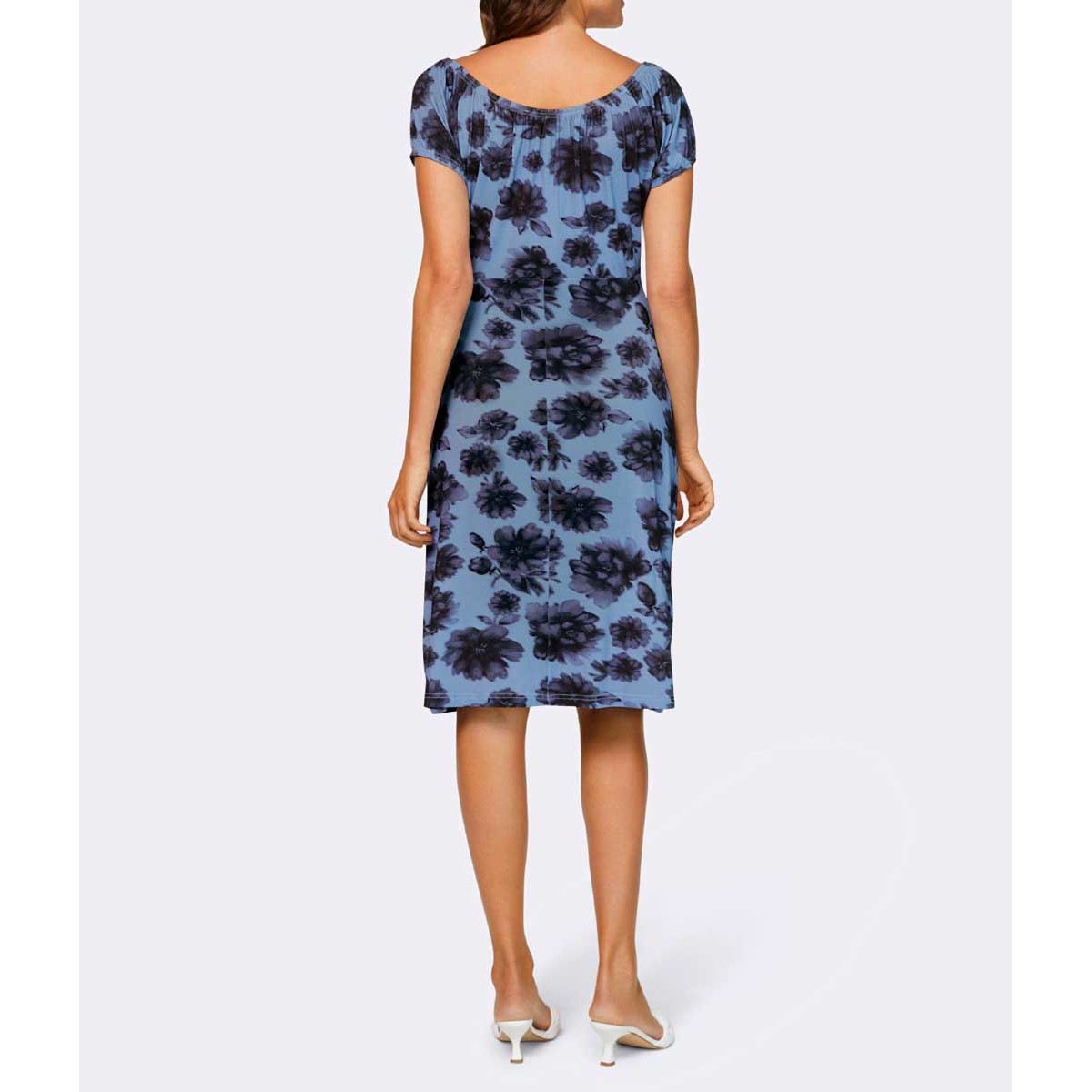 Designer-Jersey-Druckkleid marine-bleu