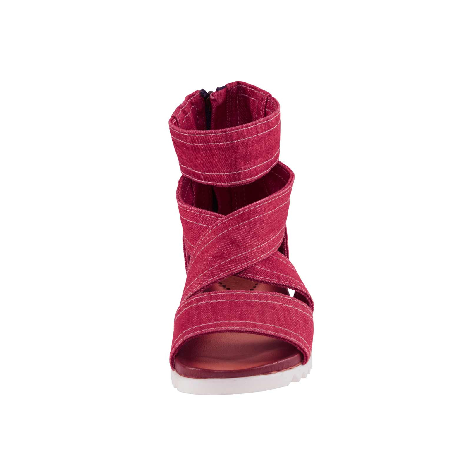 Jeans-Denim-Sandalette rot