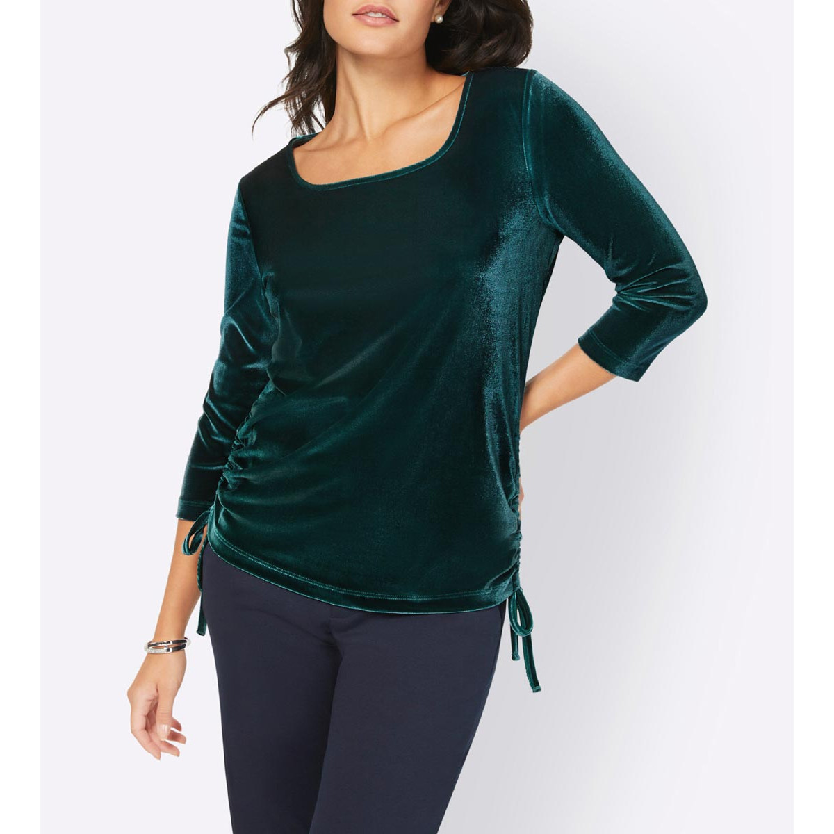 3/4-Arm-Samtshirt petrol