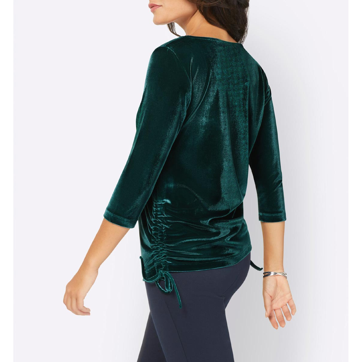 3/4-Arm-Samtshirt petrol