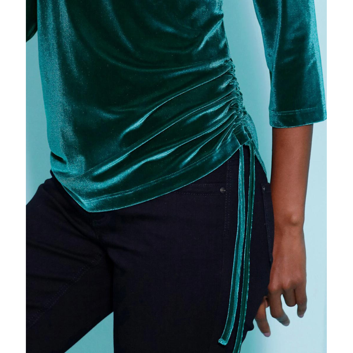 3/4-Arm-Samtshirt petrol