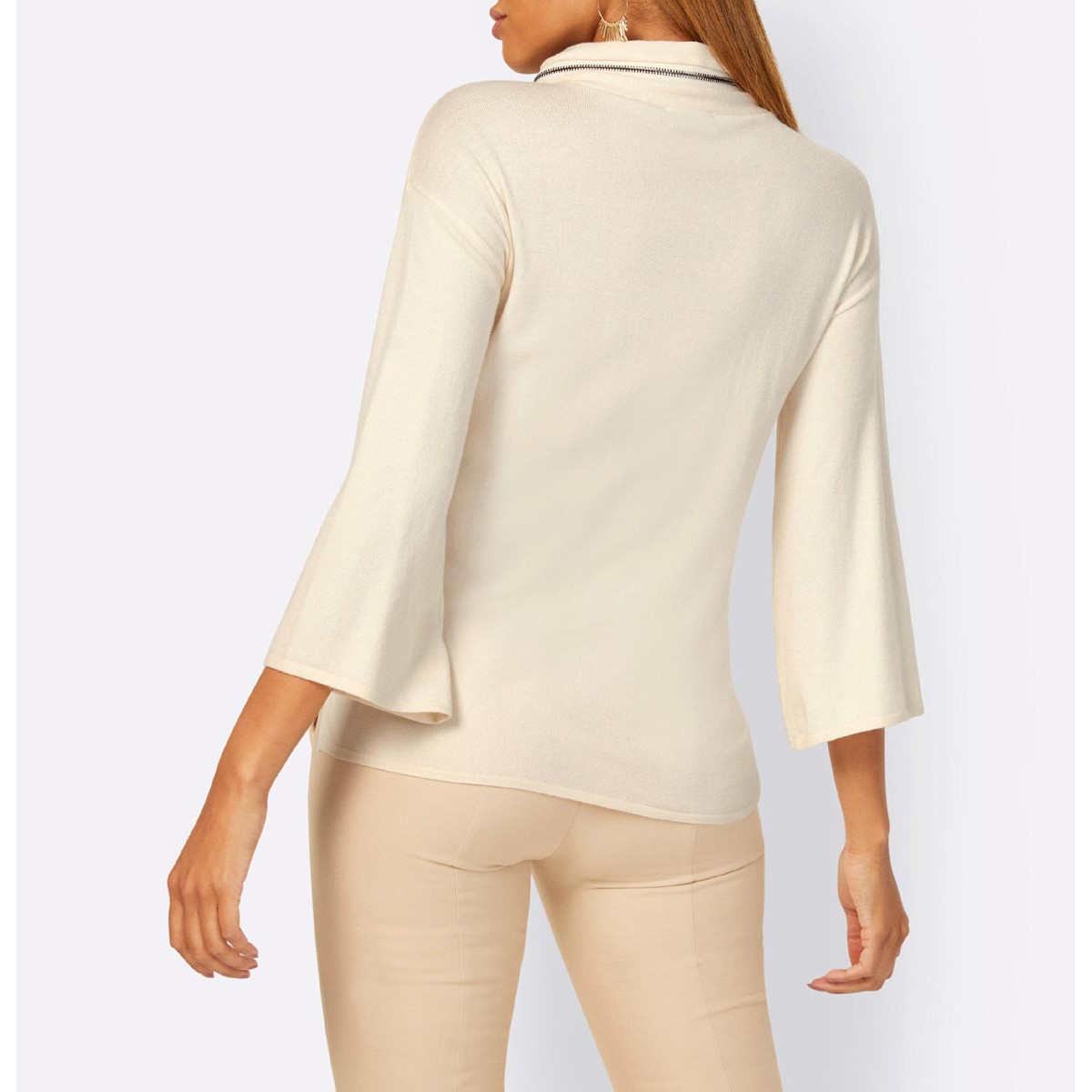 Stehkragenpullover m. Reißverschluss champagner