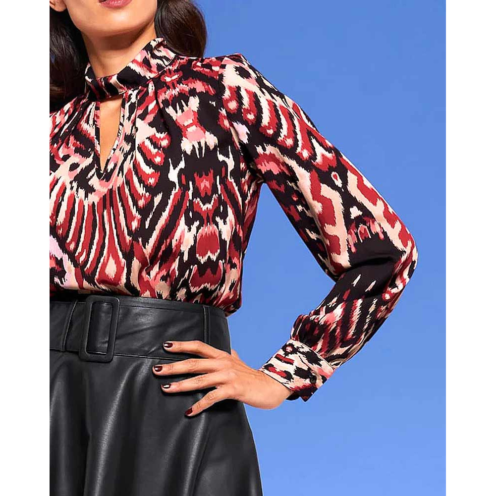 Designer-Druckbluse schwarz-rot