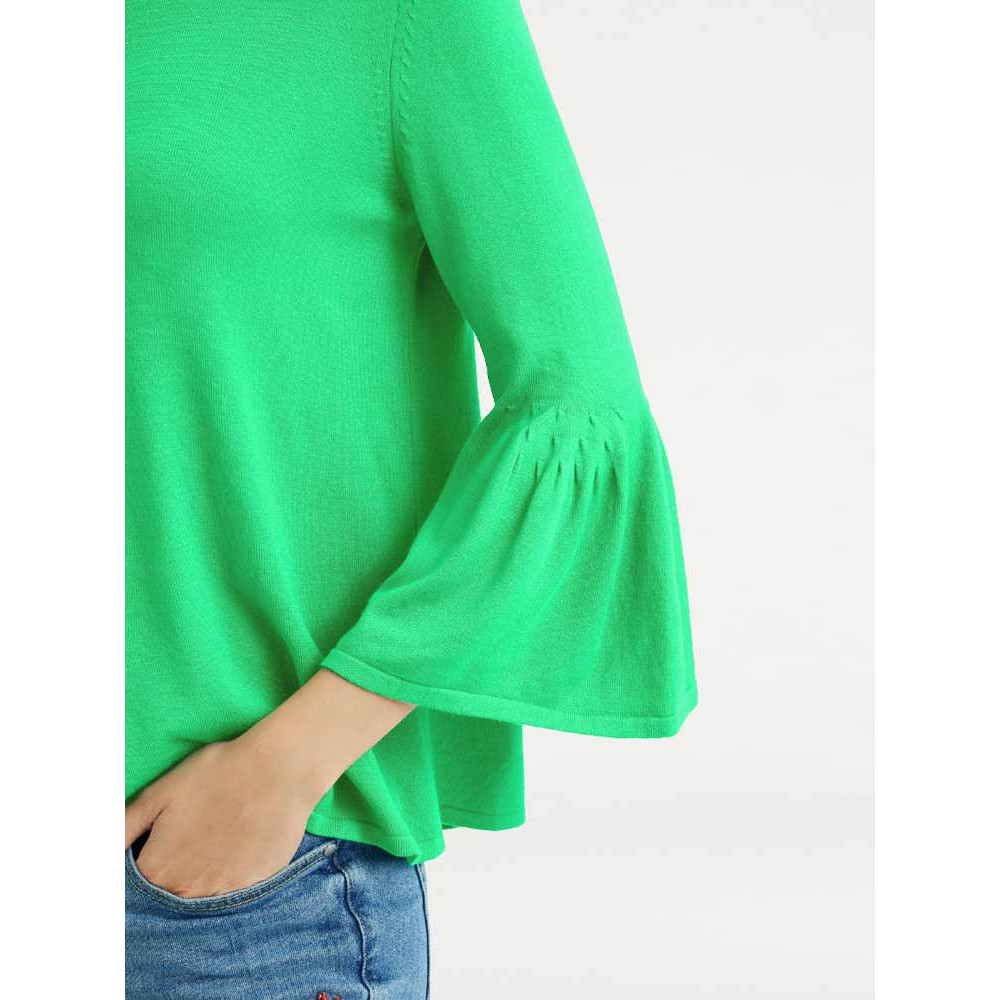 Designer-Pullover m. Volants grün