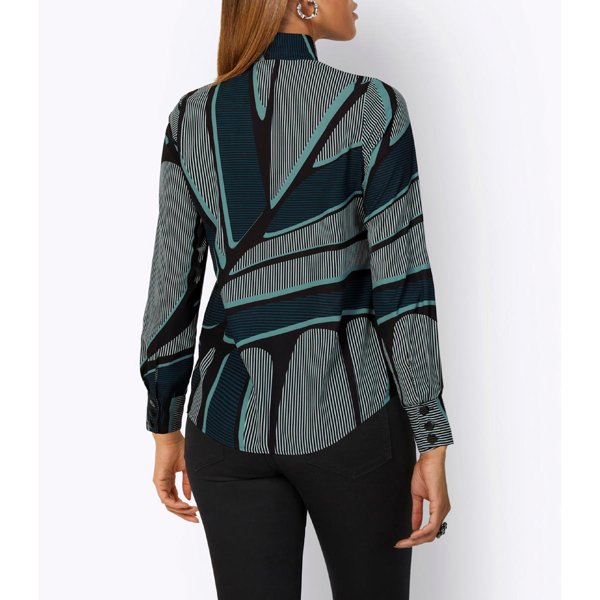 Bluse m.asymmetrischer Knopfleiste jade