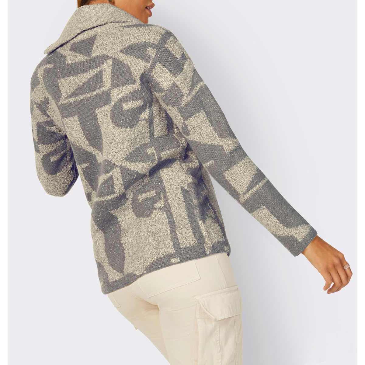 Jacquard-Pullover sand-grau