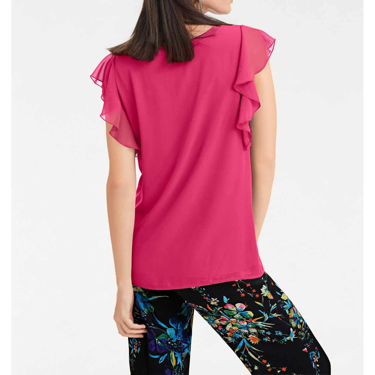 Designer-Blusenshirt m. Volants pink