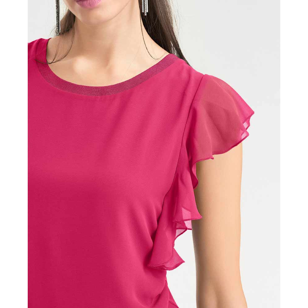 Designer-Blusenshirt m. Volants pink