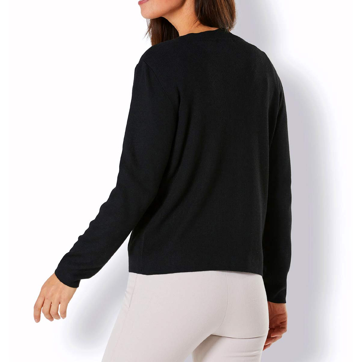 Strickjacke m. Schmuckknöpfen schwarz