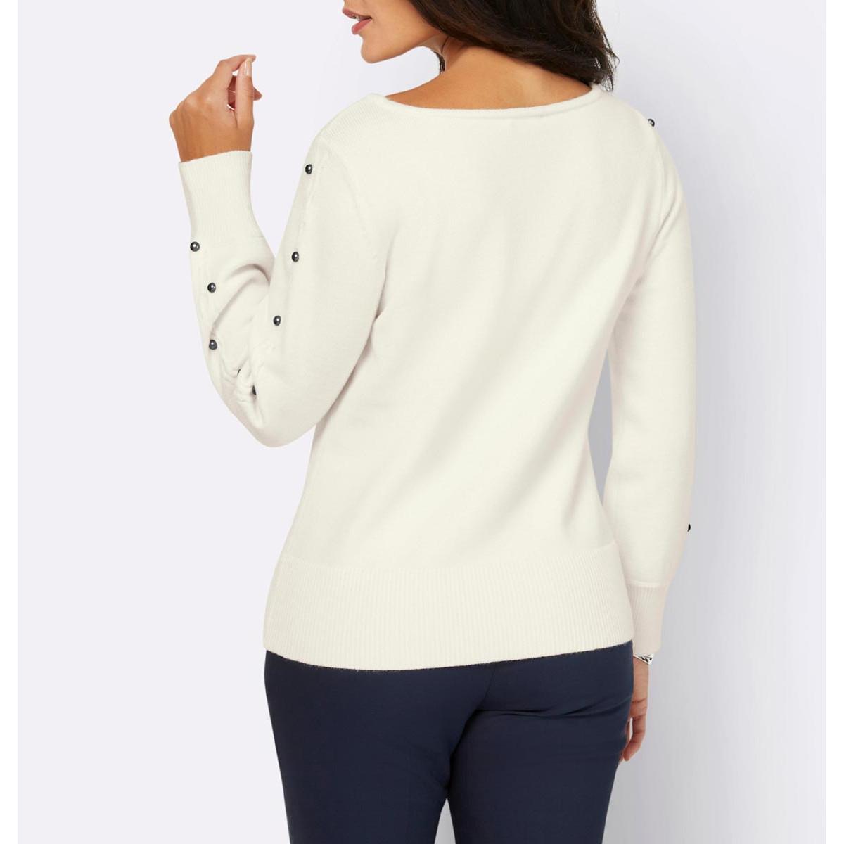 Pullover mit Zierperlen-Deko ecru