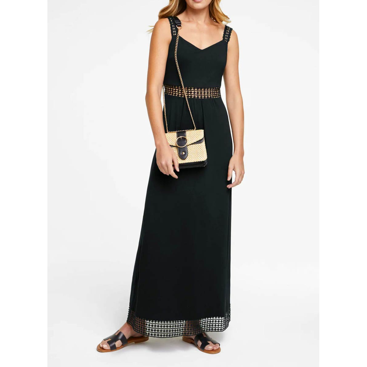 Designer-Jerseykleid m. Spitze schwarz