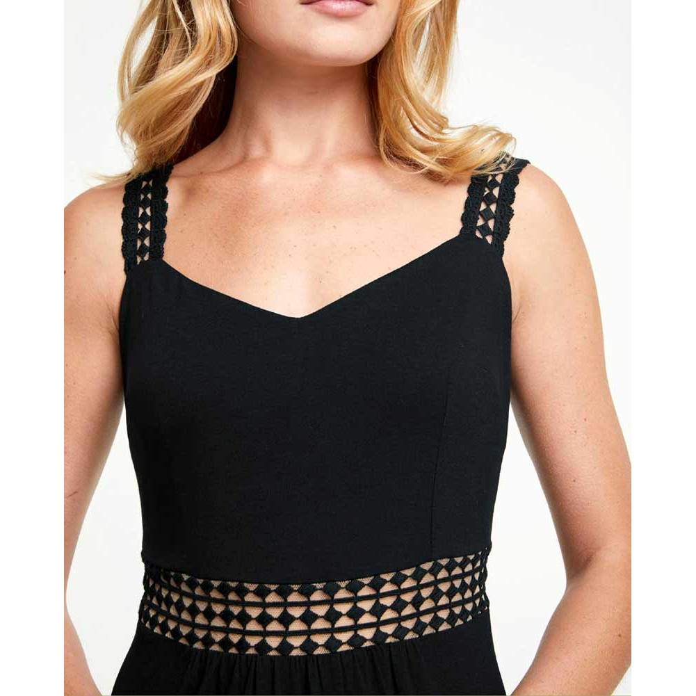 Designer-Jerseykleid m. Spitze schwarz