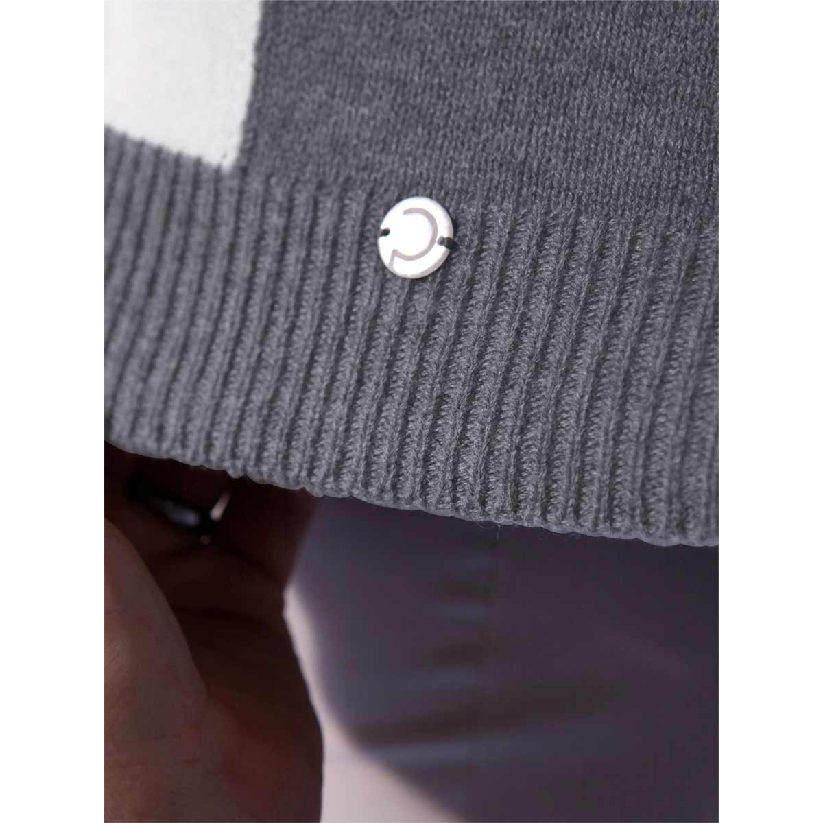 Merino-Seiden-Strickjacke anthrazit-ecru