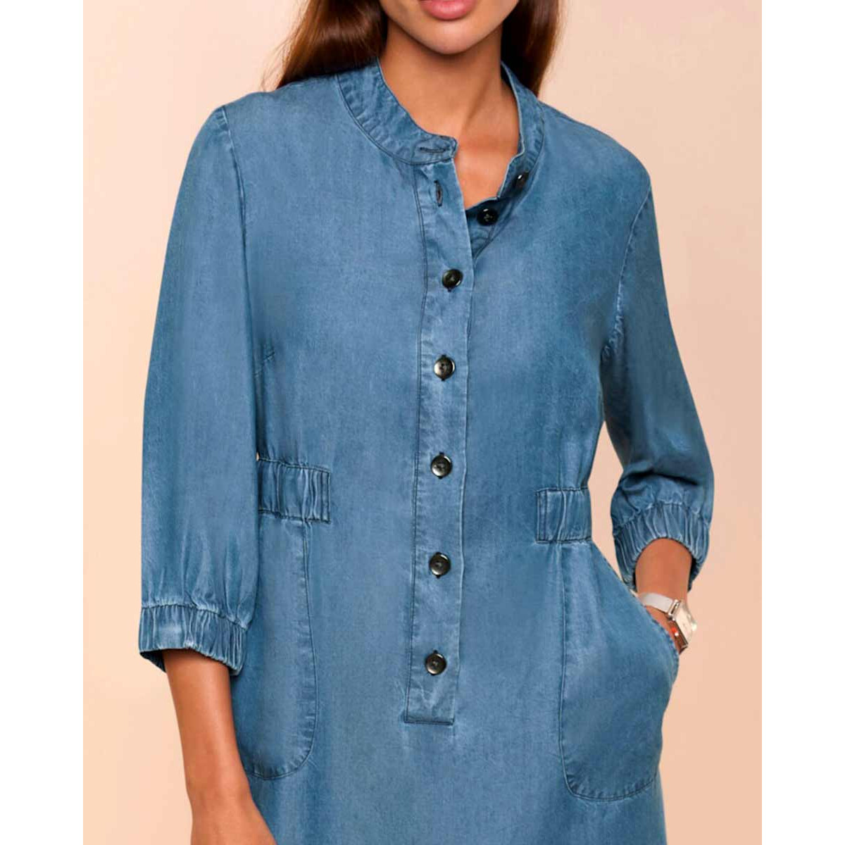 Designer-Lyocell-Kleid in Jeans-Optik blue