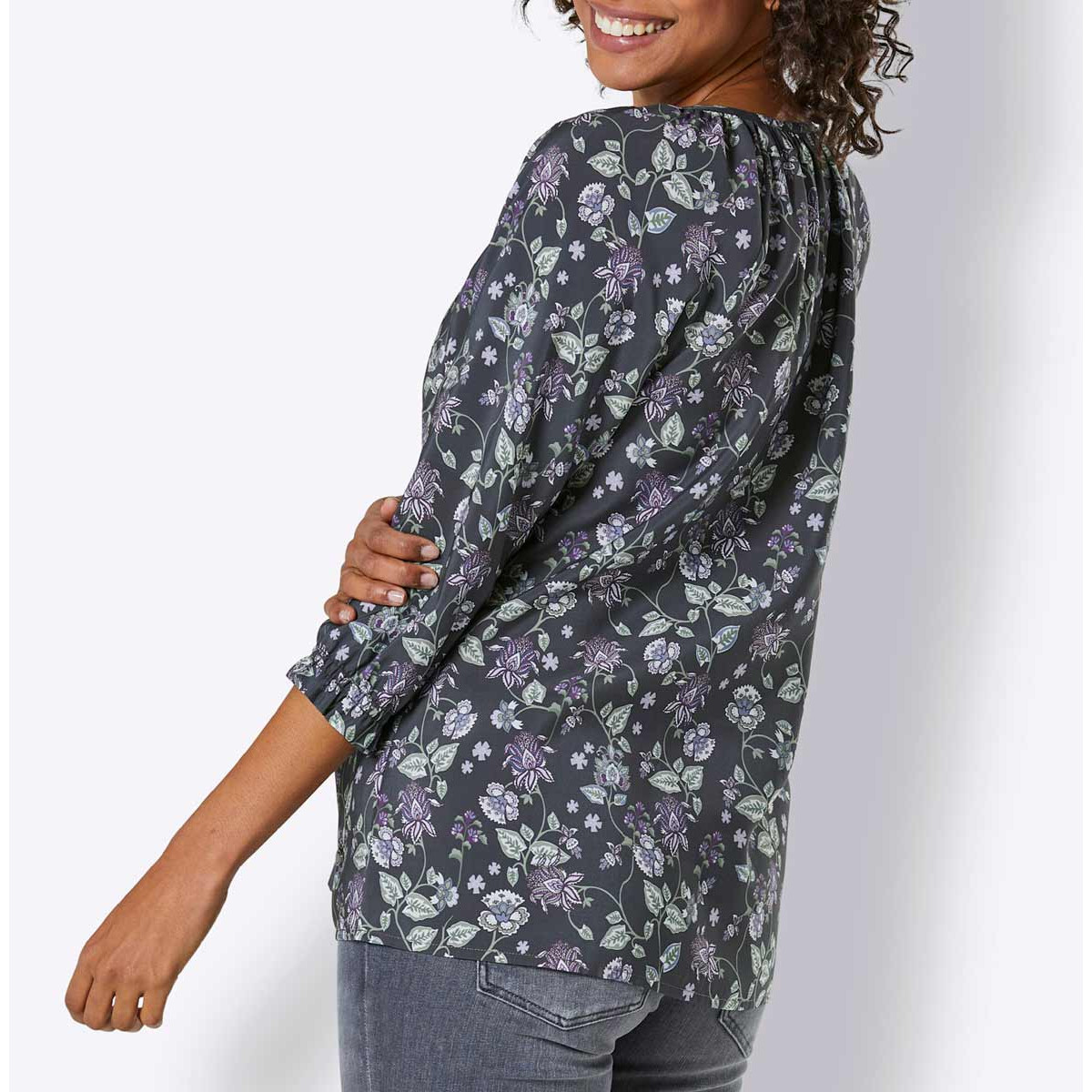 Modal-Druckbluse graphit-flieder