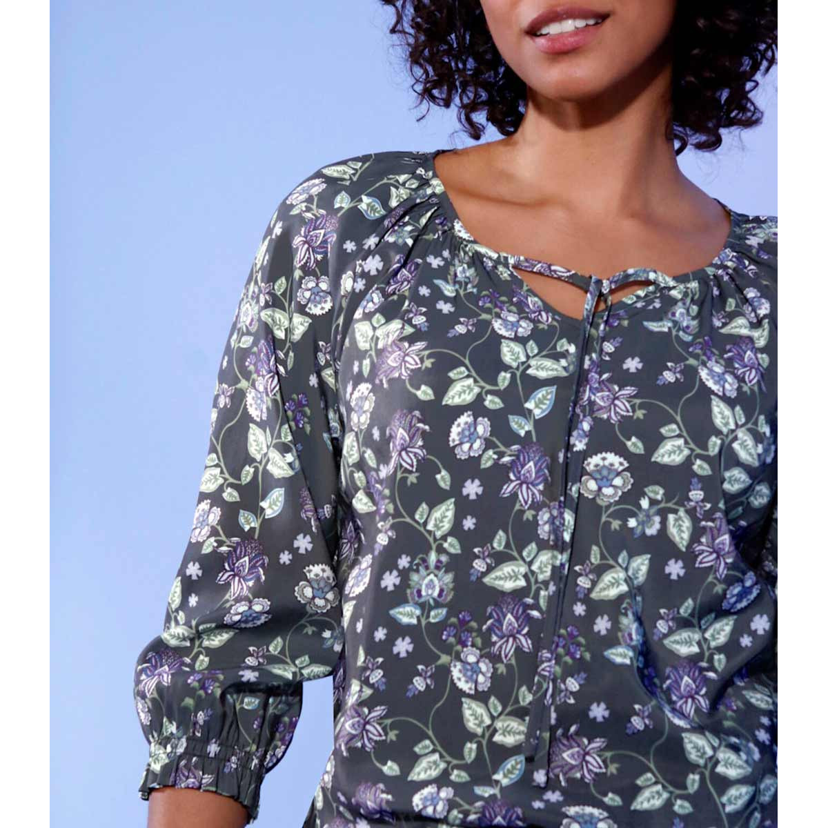 Modal-Druckbluse graphit-flieder