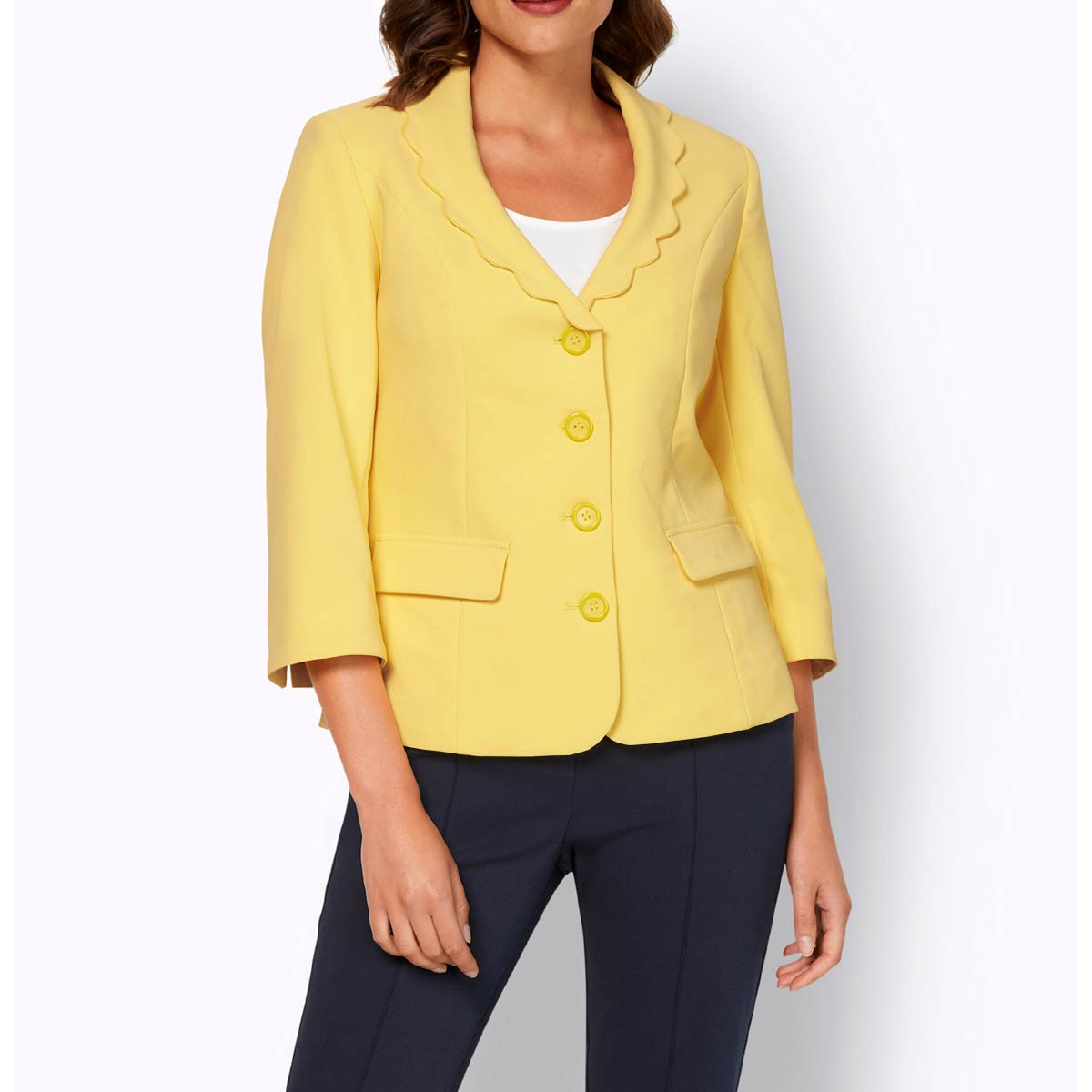 Designer-Blazer m. Bogenkanten gelb