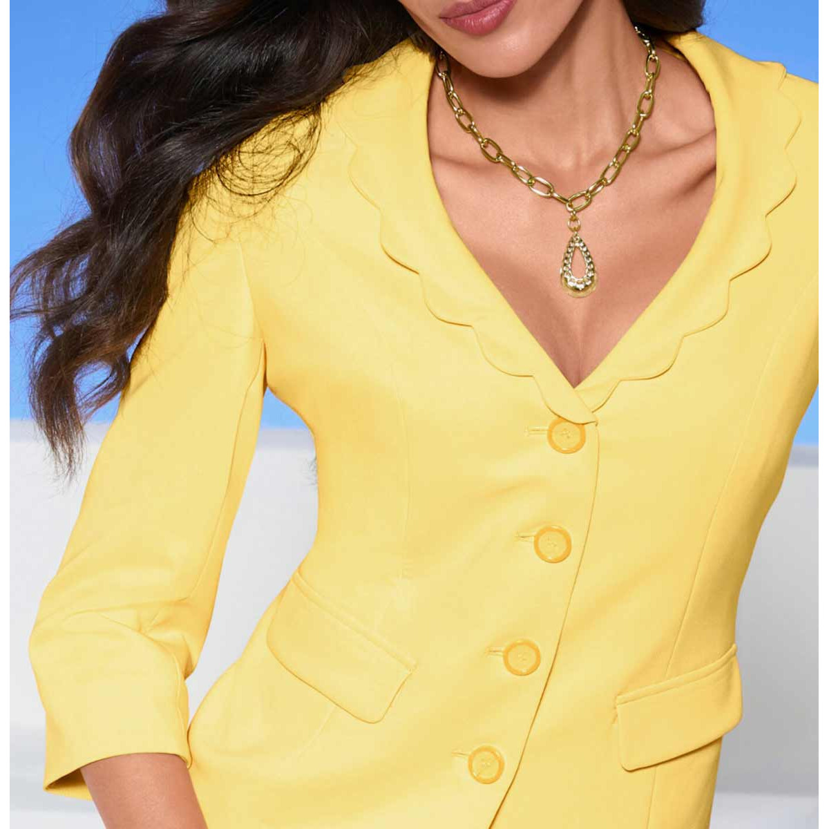 Designer-Blazer m. Bogenkanten gelb