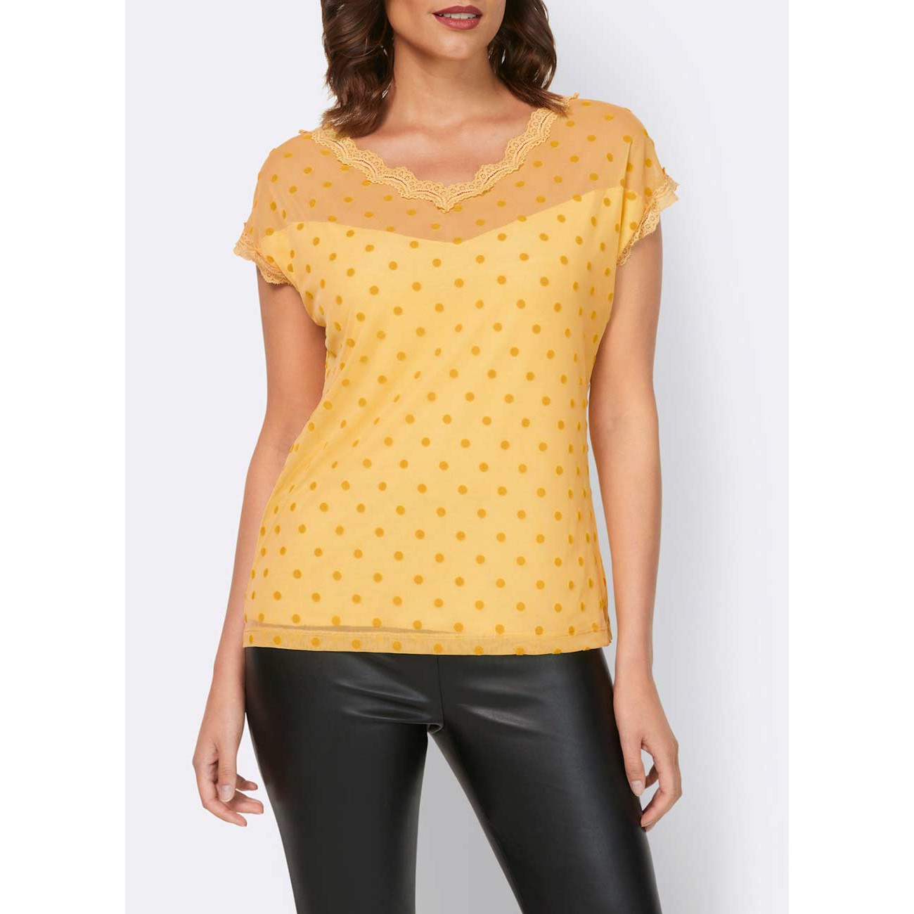 Designer-Mesh-Shirt m.Flockprint gelb