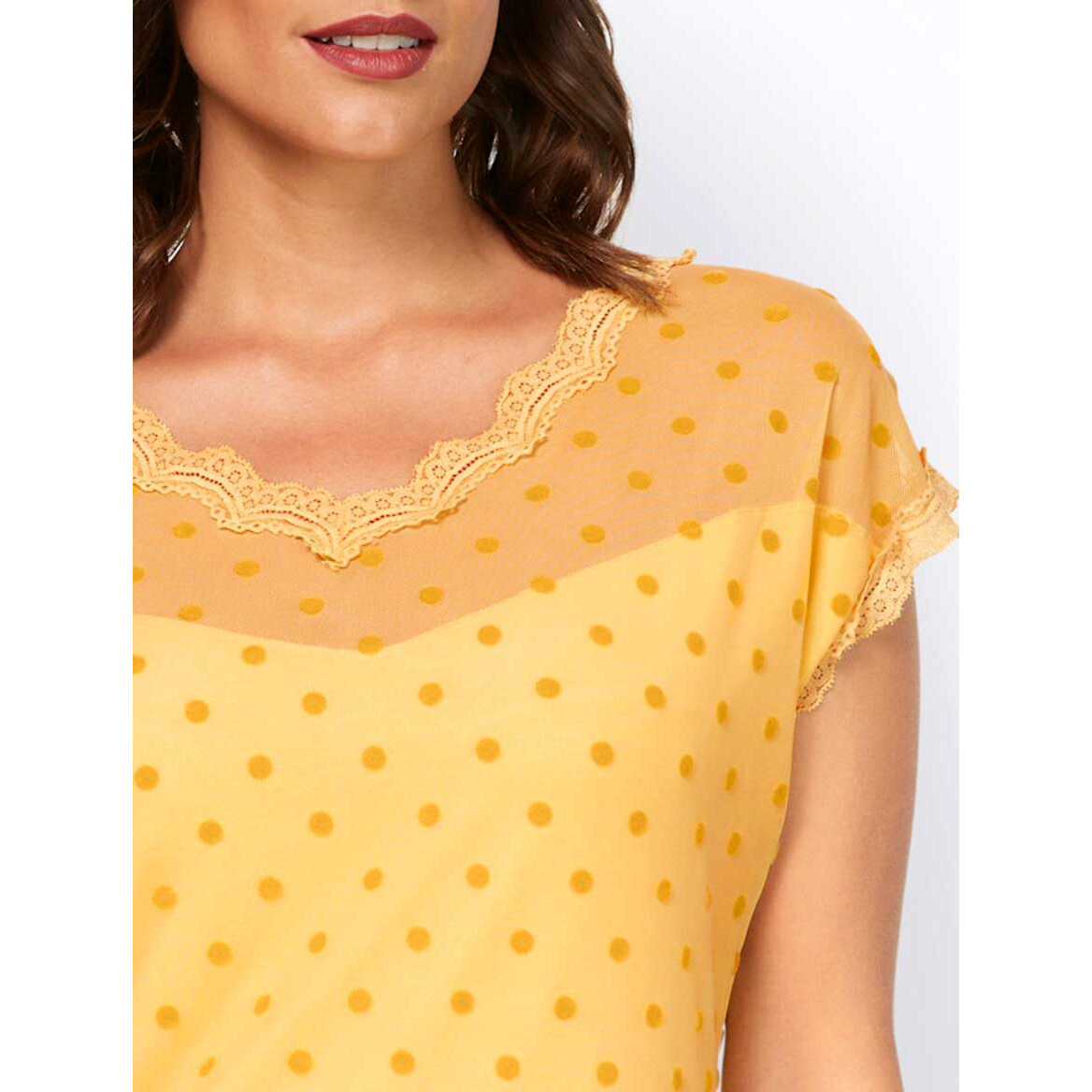 Designer-Mesh-Shirt m.Flockprint gelb