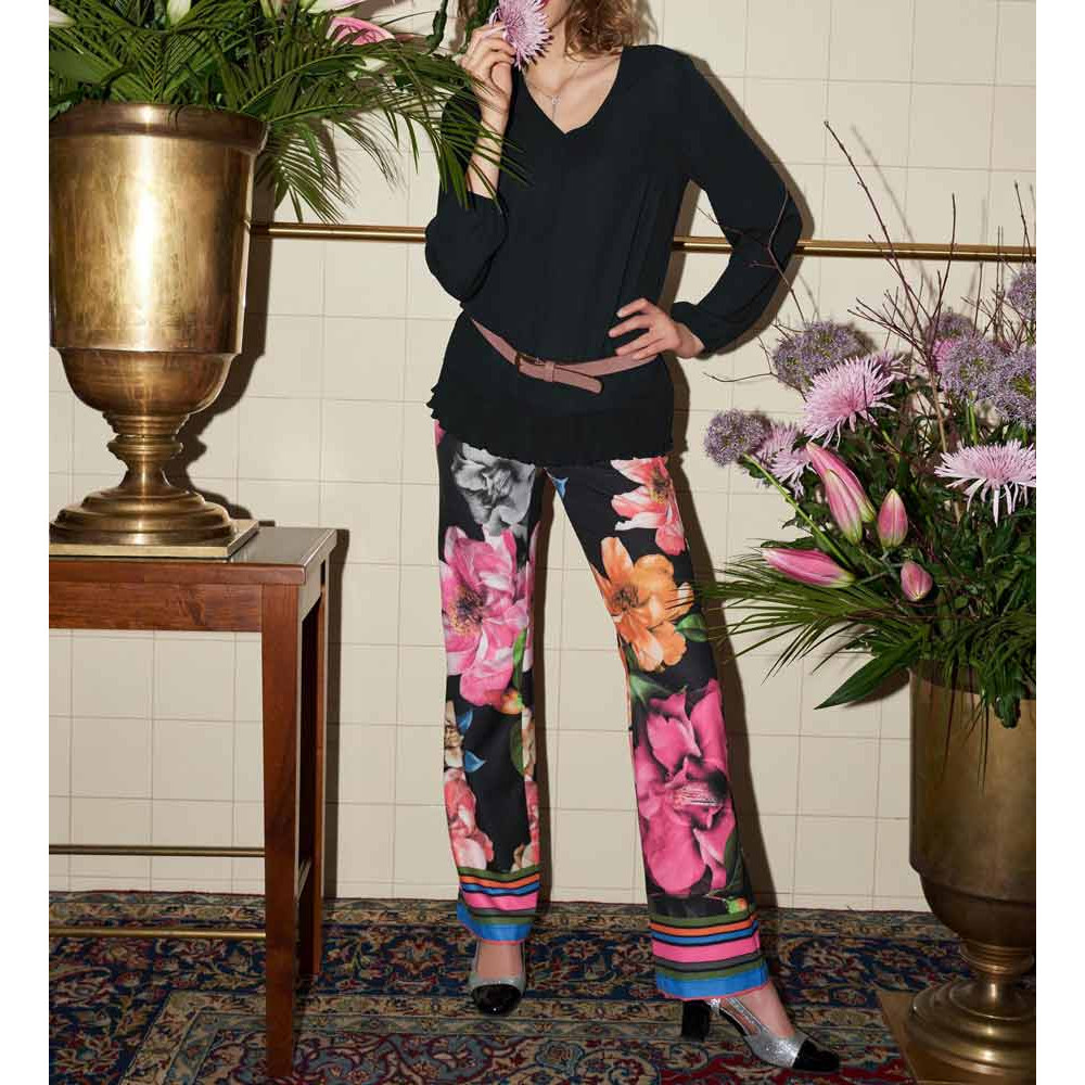 Designer-Bluse m. Plisseesaum schwarz