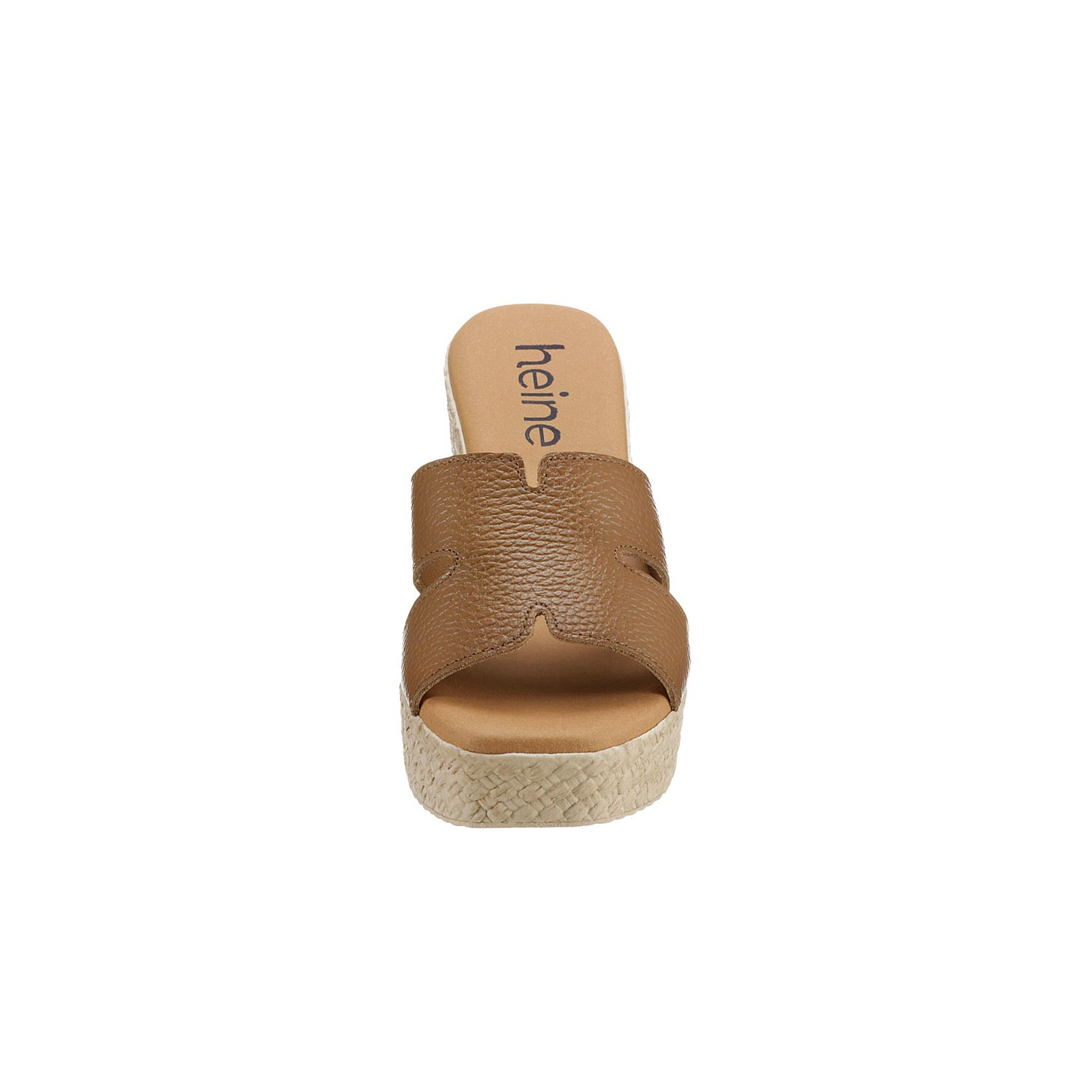 Rind-Nappaleder-Pantolette m. Plateausohle cognac
