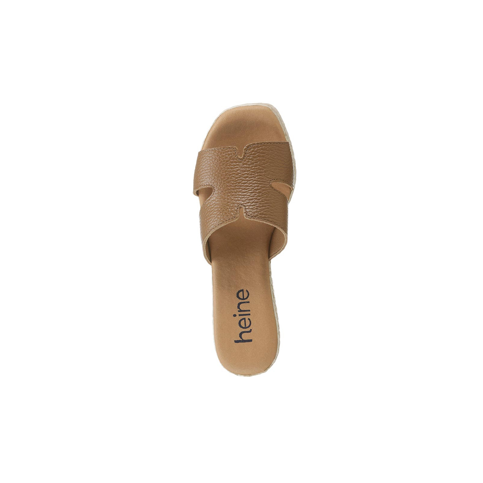Rind-Nappaleder-Pantolette m. Plateausohle cognac