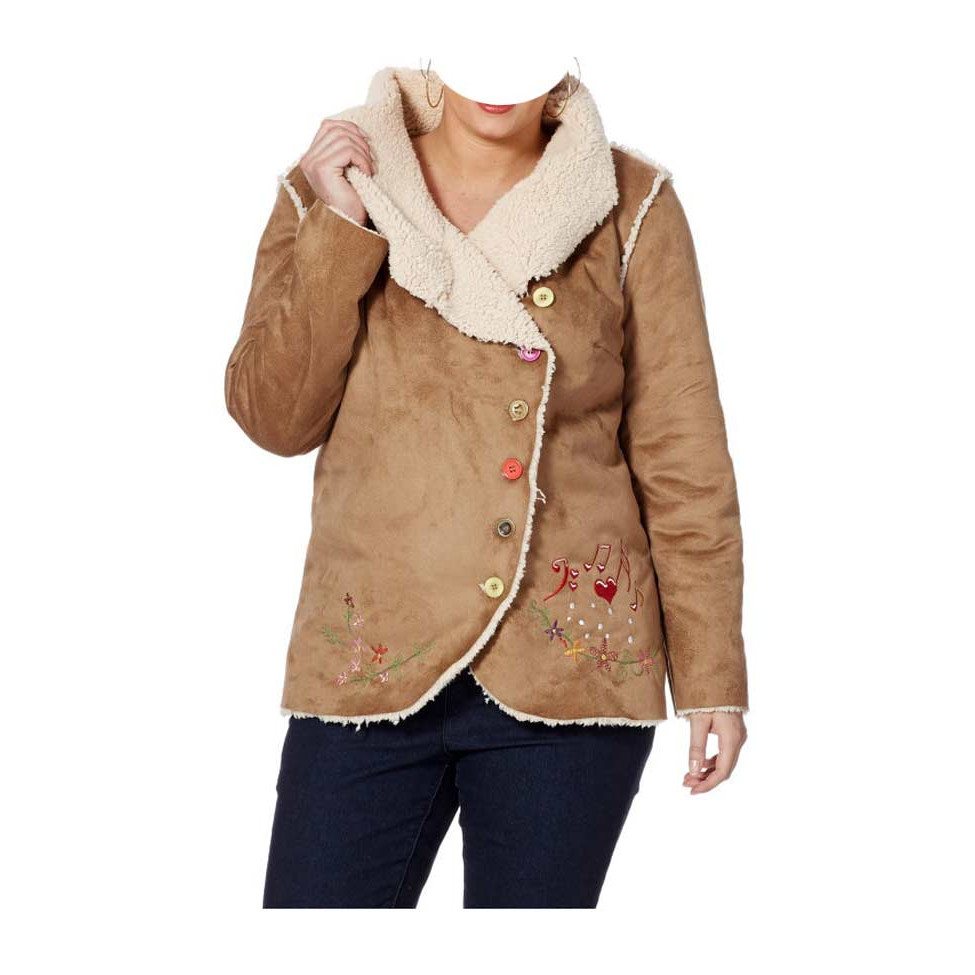 Marken-Lammfellimitat-Jacke hellbraun
