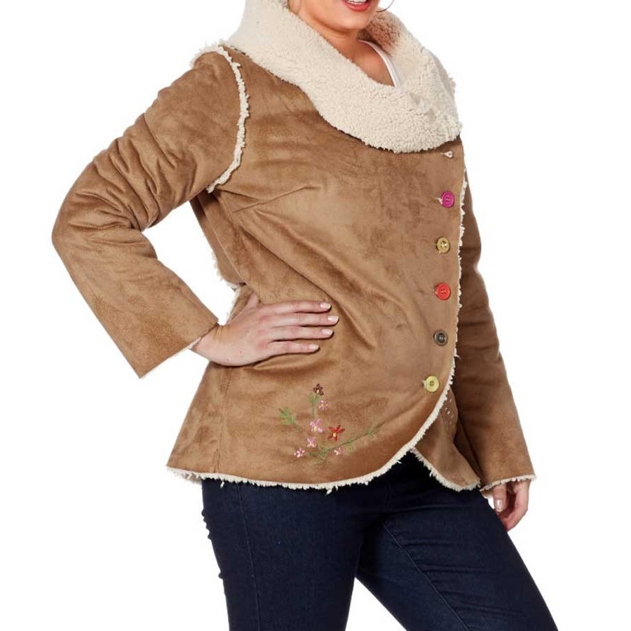Marken-Lammfellimitat-Jacke hellbraun