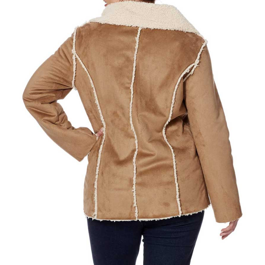 Marken-Lammfellimitat-Jacke hellbraun