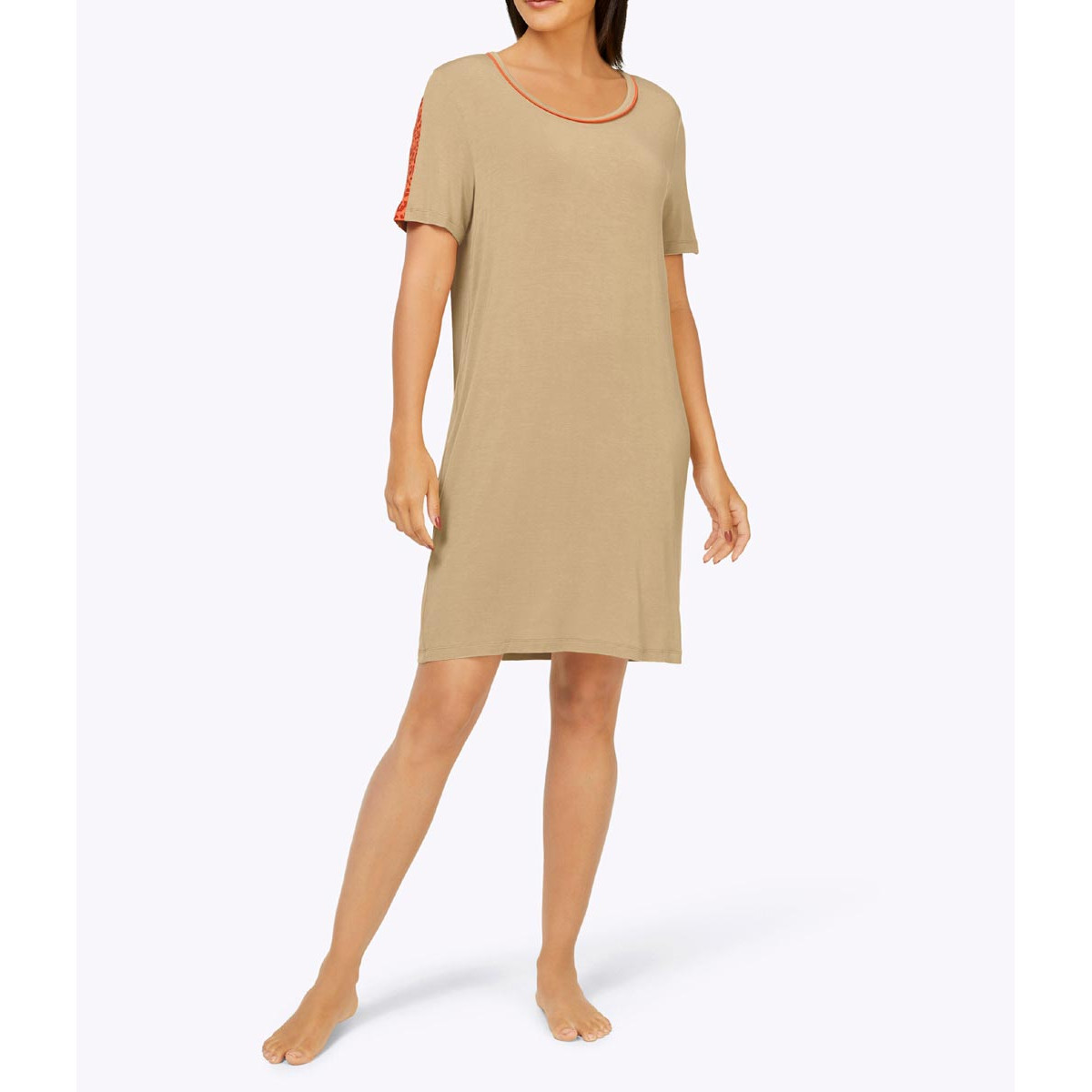 Jersey-Sleepshirt camel-mandarine