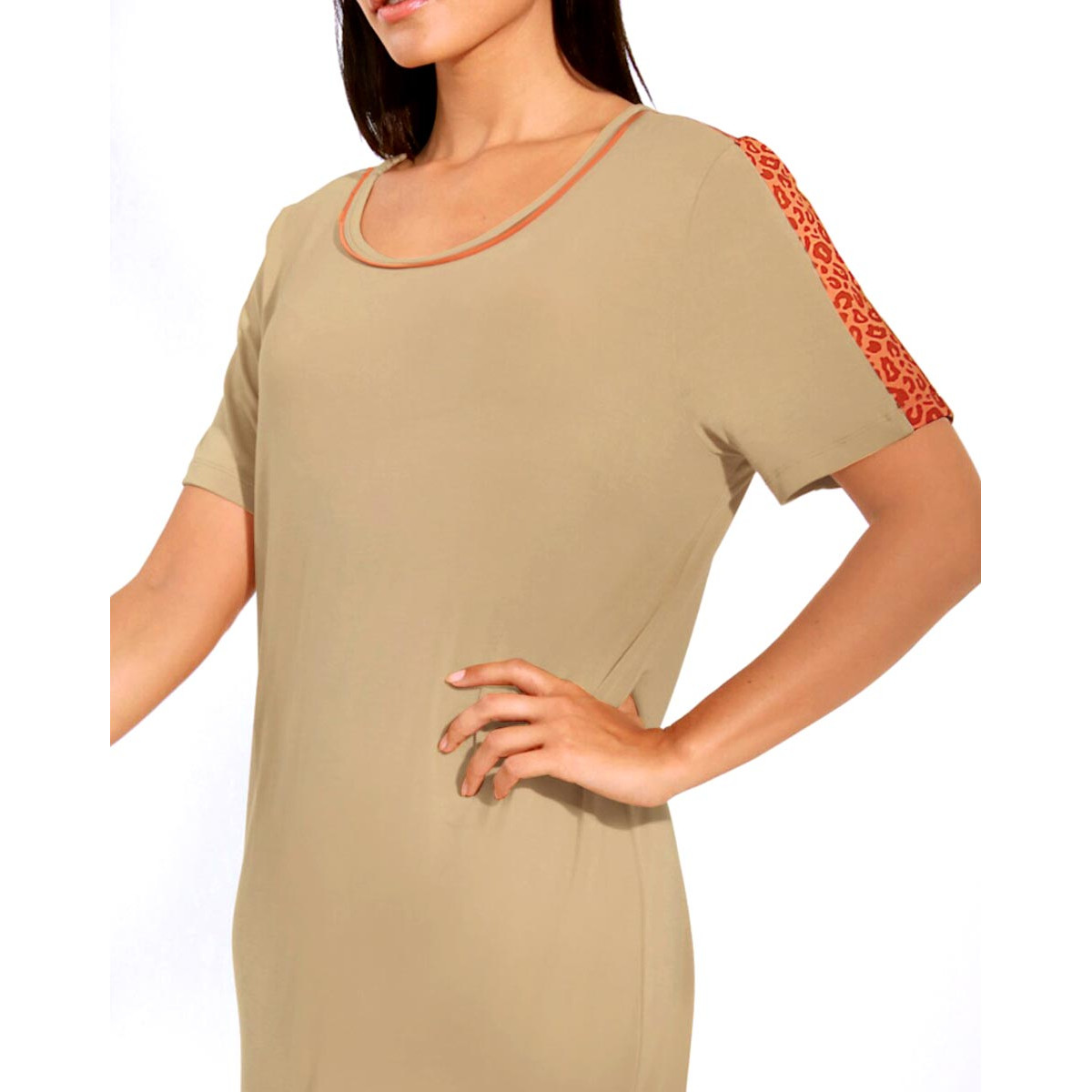 Jersey-Sleepshirt camel-mandarine
